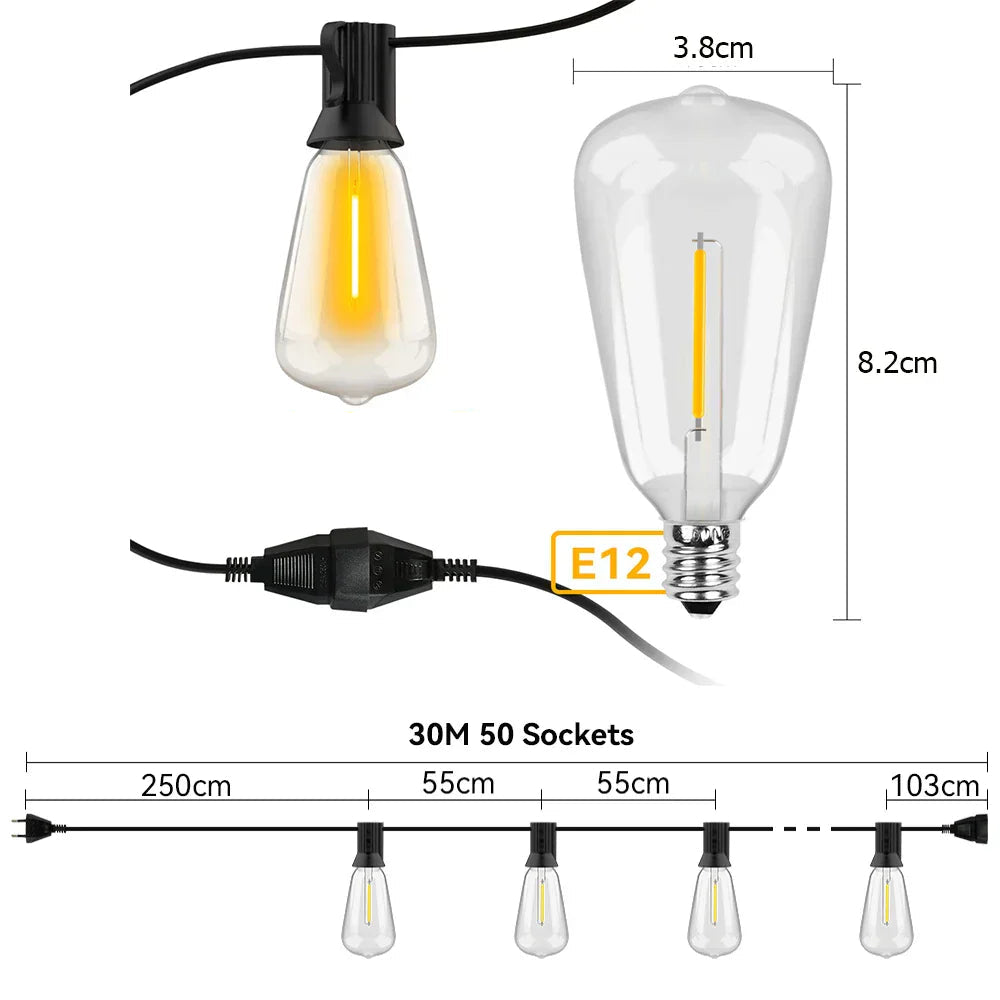 Skorter | Weatherproof Outdoor LED String Lights – Garden, Patio & Festive Lighting