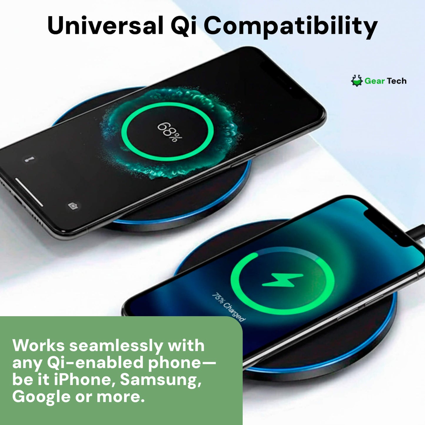 Skorter | 15W Wireless Charging Pad for iPhone & Android – Fast Wireless Charger Base with Sleek Design for Home & Office | Apple & Samsung Compatible