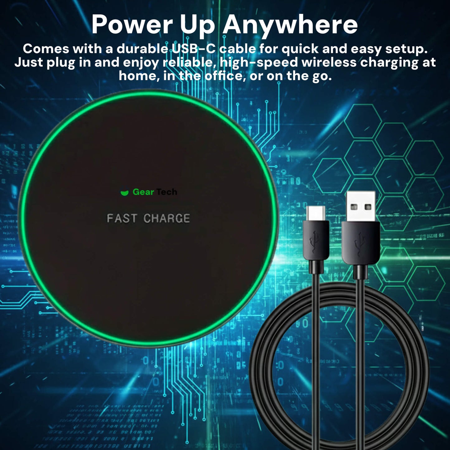 Skorter | 15W Wireless Charging Pad for iPhone & Android – Fast Wireless Charger Base with Sleek Design for Home & Office | Apple & Samsung Compatible