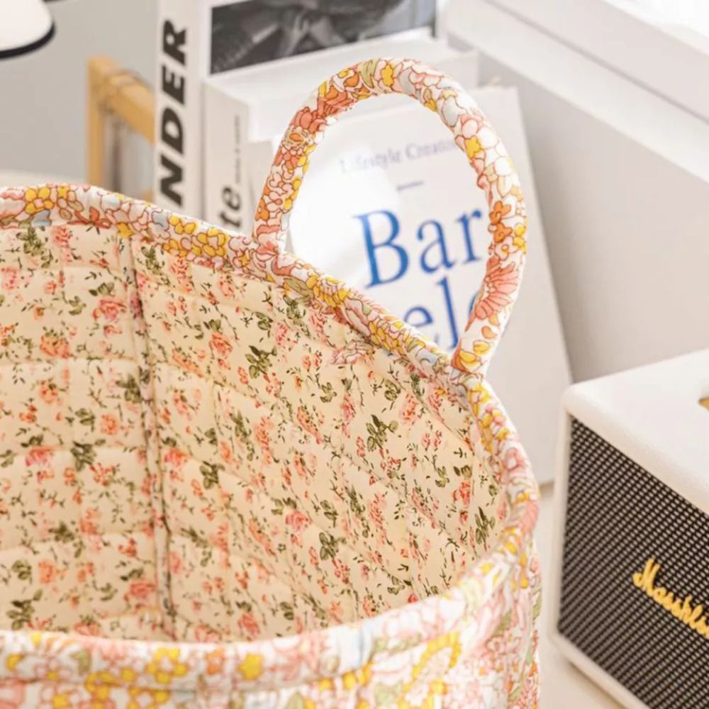Skorter | Floral Canvas Storage Basket for Home Organization