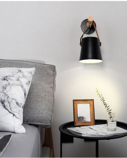 Skorter | Three-arm - Wall lamp with iron lamp cone and wooden arm