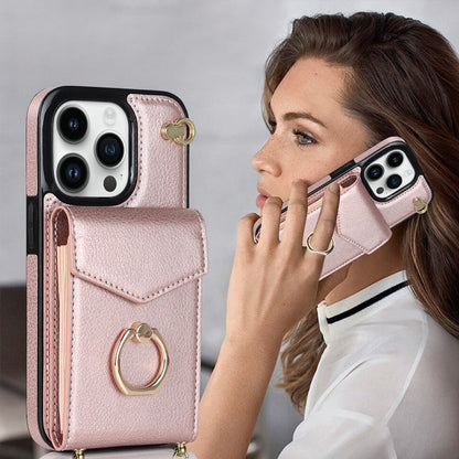 Skorter | Leather Wallet Case with Ring & Lanyard for iPhone