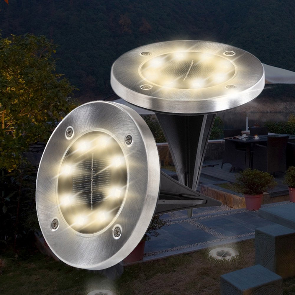 Skørter | 4 Pack Solar Lights 8 LED Solar Lights Outdoor Solar-Powered Garden Lights Waterproof Recessed Lights for Patio Path Garden Lawn Courtyard Driveway Patio Walkway