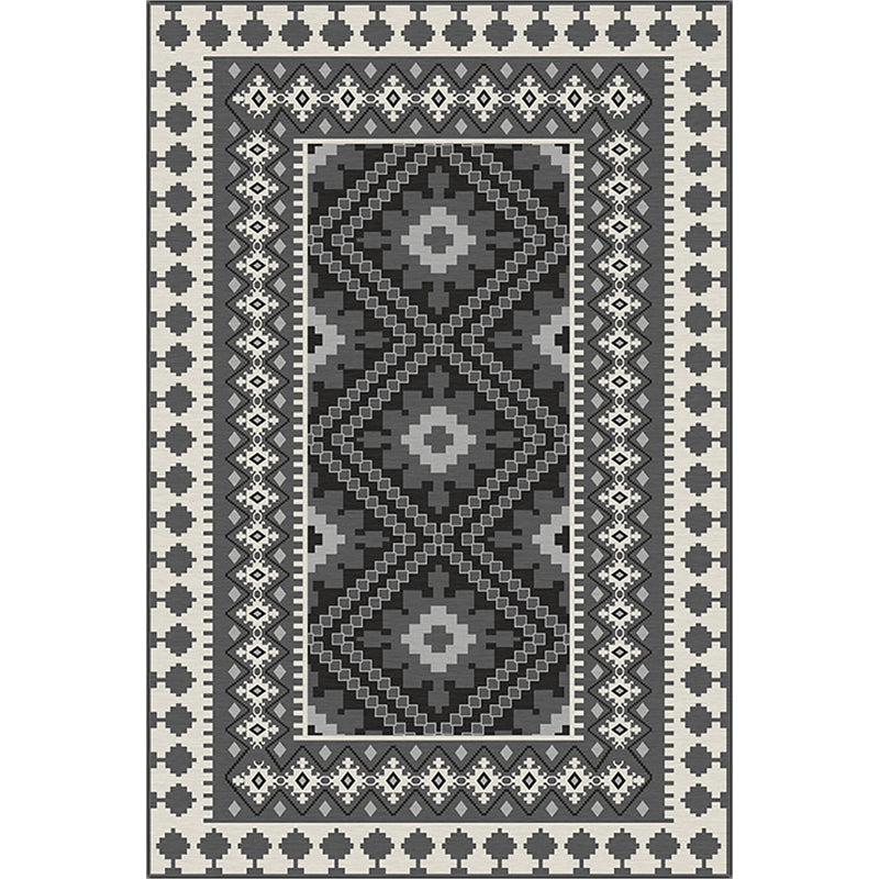 Skorter | American Tribal Print Rug Gray and Brown Polyester Rug Machine Washable Non-Slip Area Rug for the Living Room