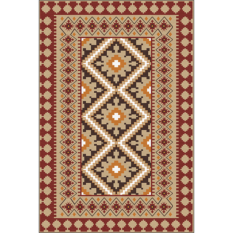 Skorter | American Tribal Print Rug Gray and Brown Polyester Rug Machine Washable Non-Slip Area Rug for the Living Room