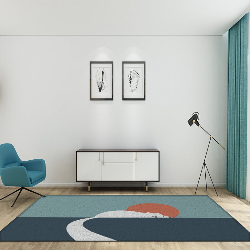 Skorter | Beautiful cat pattern rug with sun green children's rug vinyl washable non-slip area rug for the children's room