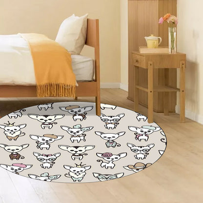 Skorter | Casual Kids Rug in Brown Animal Dog Pattern Rug Polyester Machine Washable Non-Slip Rug for the Children's Room