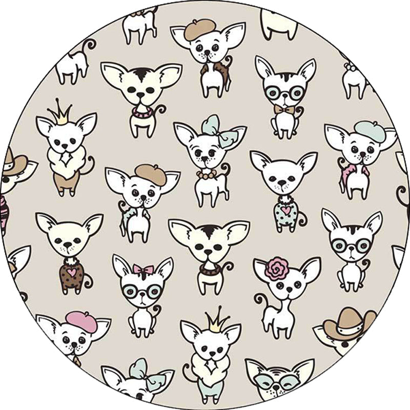 Skorter | Casual Kids Rug in Brown Animal Dog Pattern Rug Polyester Machine Washable Non-Slip Rug for the Children's Room