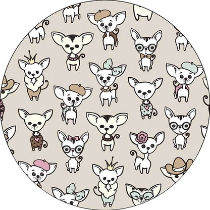 Skorter | Casual Kids Rug in Brown Animal Dog Pattern Rug Polyester Machine Washable Non-Slip Rug for the Children's Room