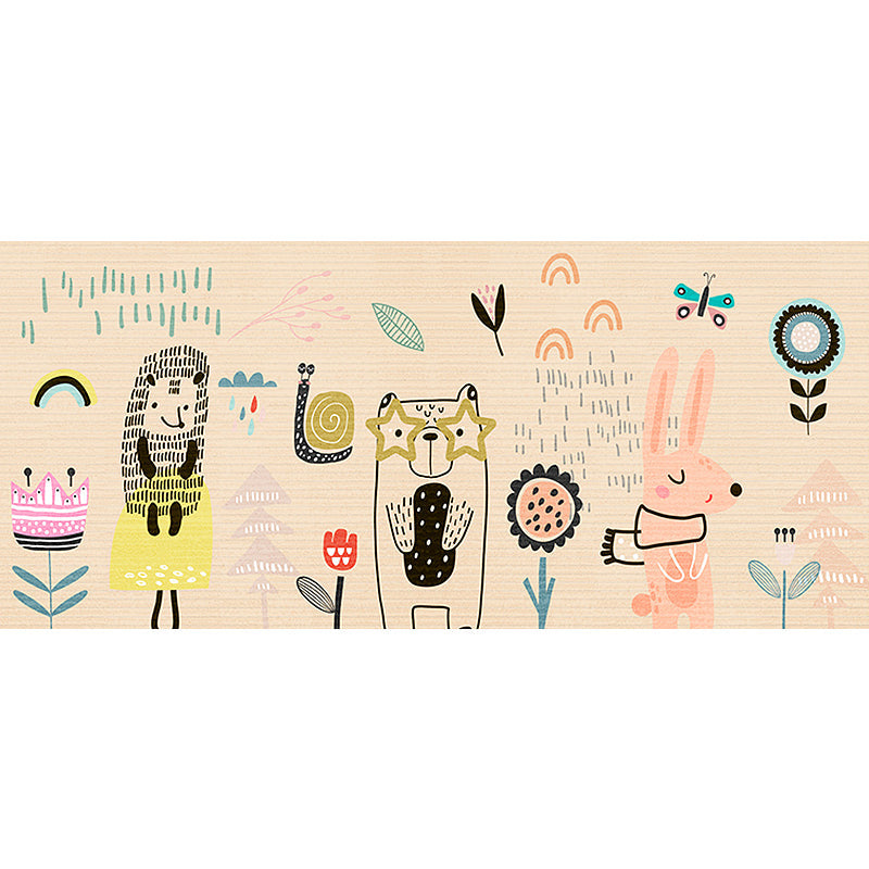 Skorter | Beautiful Cartoon Pattern Rug Apricot Kids Rug Polyester Washable Non-Slip Area Rug for the Kids' Room