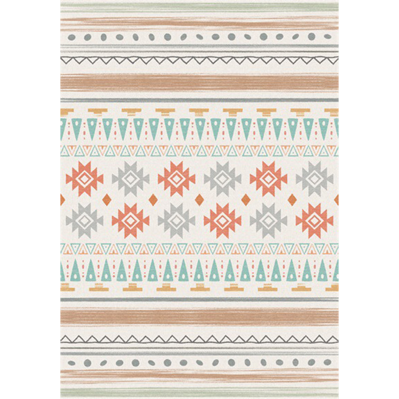Skorter | Americana Geometric Print Rug Beige Polyester Rug Machine Washable Non-Slip Rug for the Living Room