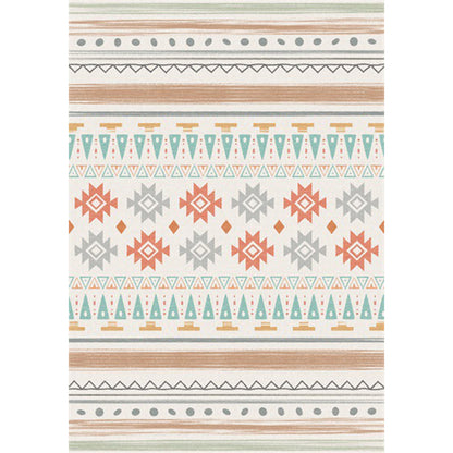 Skorter | Americana Geometric Print Rug Beige Polyester Rug Machine Washable Non-Slip Rug for the Living Room