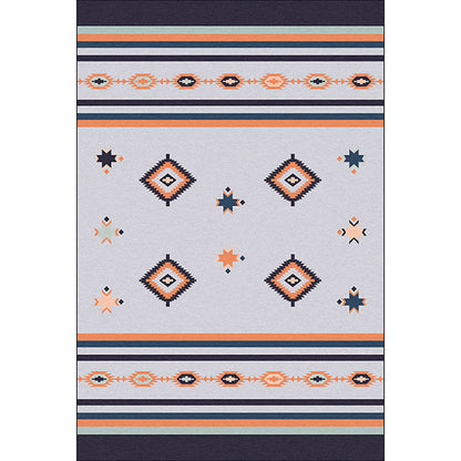 Skorter | Black and gray tribal rug polyester geometric and striped pattern washable rug non-slip backing rug for living room