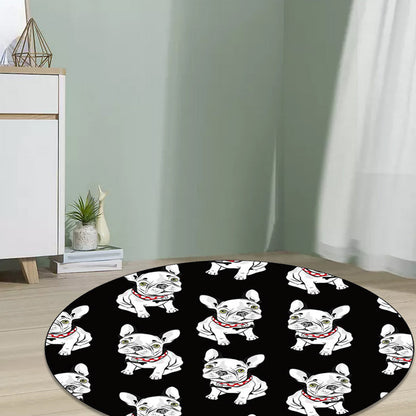 Skorter | Black Children's Room Carpet Children Animals Dog Pattern Rug Polyester Non-Slip Backing Rug