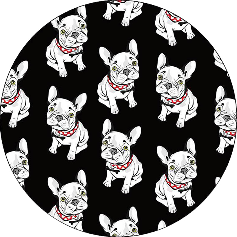 Skorter | Black Children's Room Carpet Children Animals Dog Pattern Rug Polyester Non-Slip Backing Rug