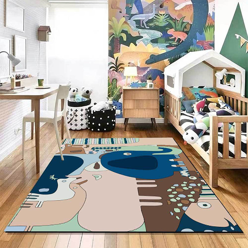 Skorter | Colorful Back for Children | Children Animals Elephant Giraffe Striped Pattern Rug Polyester Washable Carpet