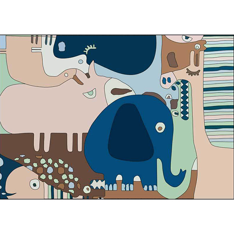 Skorter | Colorful Back for Children | Children Animals Elephant Giraffe Striped Pattern Rug Polyester Washable Carpet