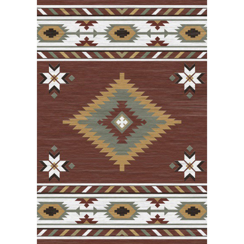 Skorter | Americana Tribal geometric print carpet brown polyester carpet machine washable non-slip carpet for living room