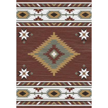 Skorter | Americana Tribal geometric print carpet brown polyester carpet machine washable non-slip carpet for living room