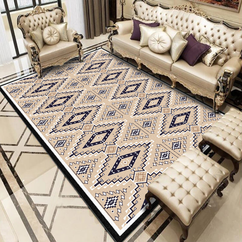 Skorter | American geometric print rug yellow polyester rug machine washable non-slip rug for the living room