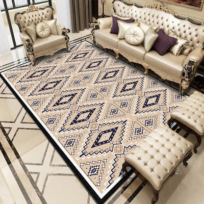 Skorter | American geometric print rug yellow polyester rug machine washable non-slip rug for the living room