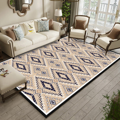 Skorter | American geometric print rug yellow polyester rug machine washable non-slip rug for the living room
