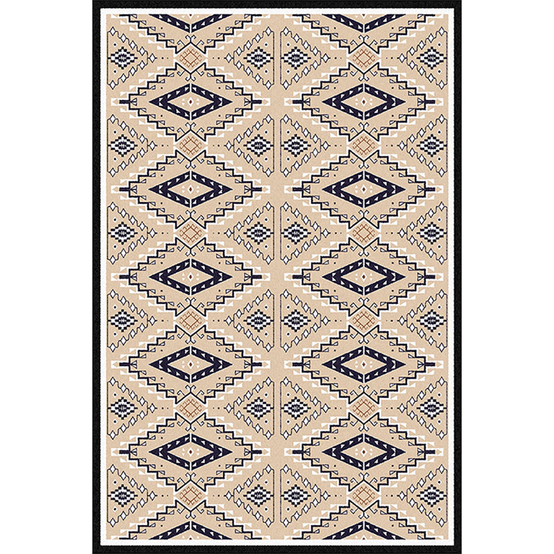Skorter | American geometric print rug yellow polyester rug machine washable non-slip rug for the living room