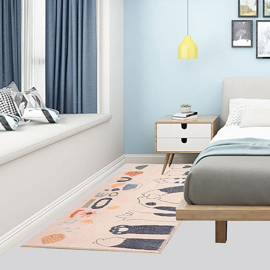 Skorter | Apricot Kids Carpet Polyester Cat Feet Print Carpet Machine Washable Non-Slip Backing Rug for Kids Room