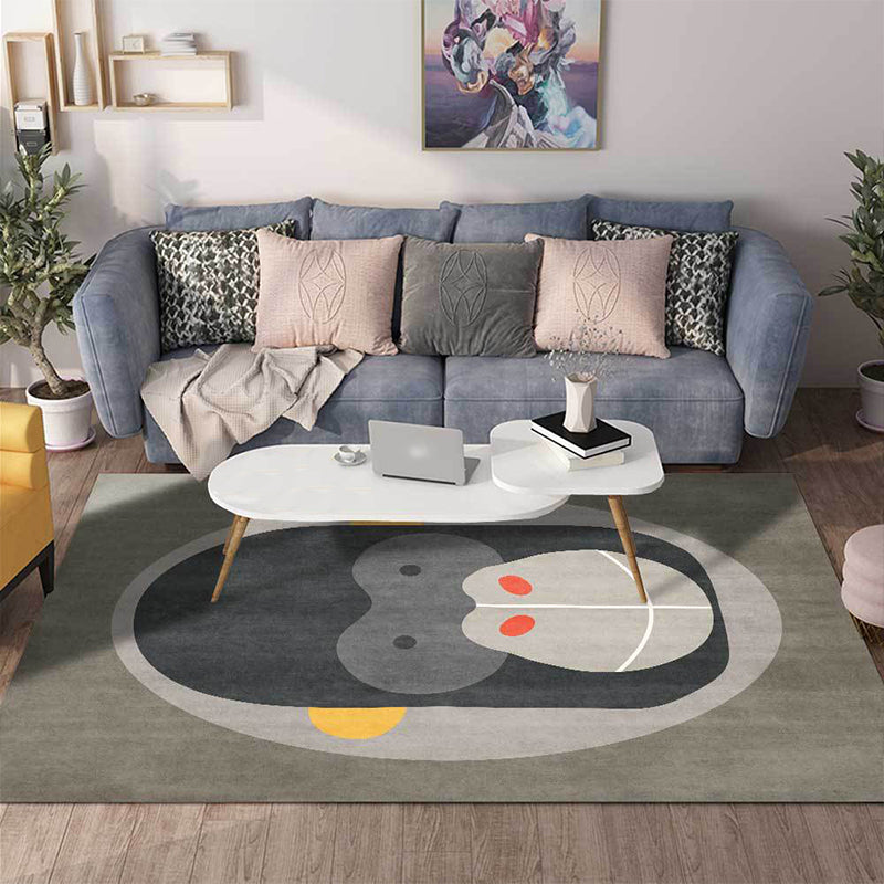 Skorter | Casual Kids Carpet in Gray Animal Orangutan Pattern Carpet Polyester Stain-Resistant Carpet for Kids Room