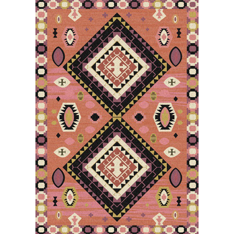 Skorter | Brown Tribal Carpet Polyester Geometric Pattern Carpet Washable Non-Slip Back Carpet for the Living Room