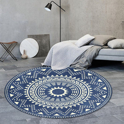 Skorter | Blue and green southwest rug Polyester geometric pattern rug washable non-slip backing rug for living room