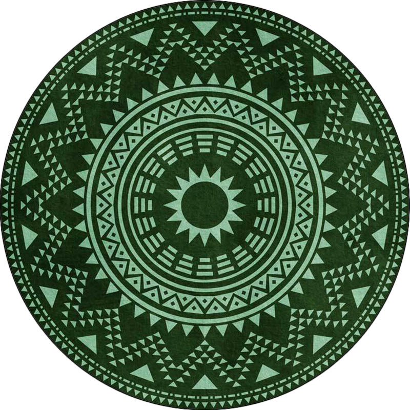 Skorter | Blue and green southwest rug Polyester geometric pattern rug washable non-slip backing rug for living room