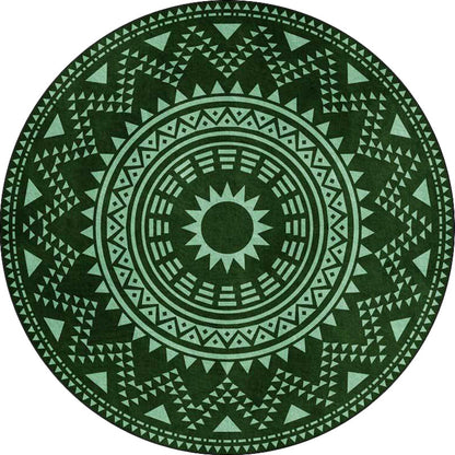 Skorter | Blue and green southwest rug Polyester geometric pattern rug washable non-slip backing rug for living room