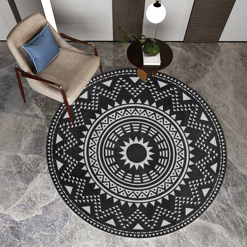 Skorter | Blue and green southwest rug Polyester geometric pattern rug washable non-slip backing rug for living room