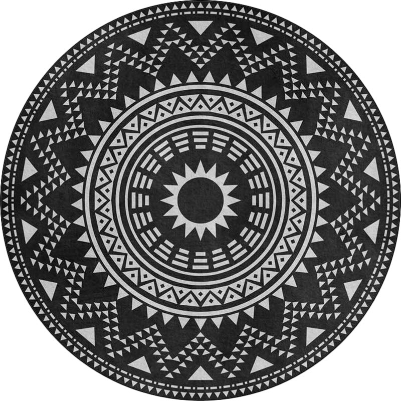 Skorter | Blue and green southwest rug Polyester geometric pattern rug washable non-slip backing rug for living room