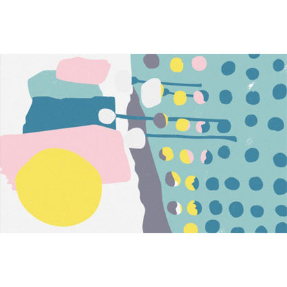 Skorter | Blue and White Bedroom Rug Novelty Color Block Dots Pattern Area Rug Polyester Non-Slip Washable Rug