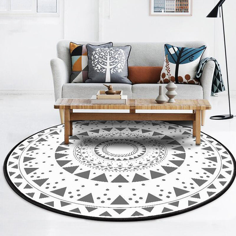 Skorter | Americana concentric circles pattern rug white polyester machine washable non-slip rug for bedroom