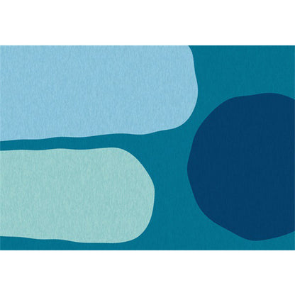 Skorter | Blue Bedroom Rug Novelty Color Box Pattern Rug Polyester Machine Washable Rug