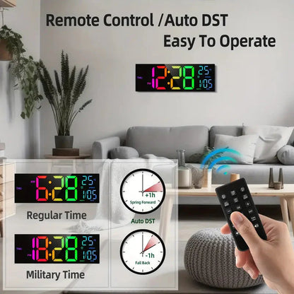 Skorter | 16.2" Large Display Digital Color Changing Wall Clock with Built-in Night Light