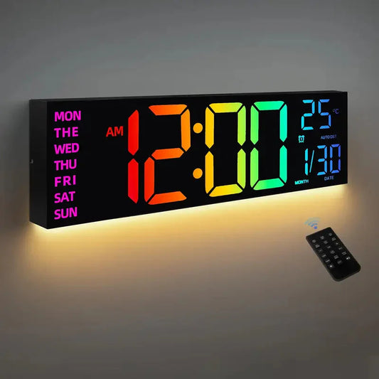 Skorter | 16.2" Large Display Digital Color Changing Wall Clock with Built-in Night Light