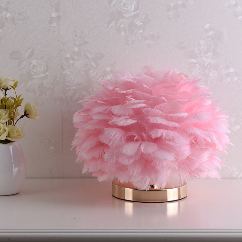 Skorter | Luxury Feather Table Lamp Bedroom or Nightstand Light