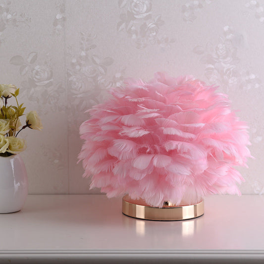 Skorter | Luxury Feather Table Lamp Bedroom or Nightstand Light