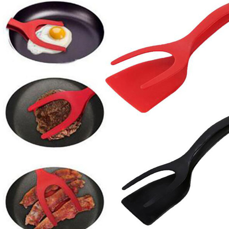 Skorter | 2 In 1 Grip And Flip Tongs Egg Spatula Tongs Clamp Pancake Fried Egg French Toast Omelette Turned Kitchen Accessories