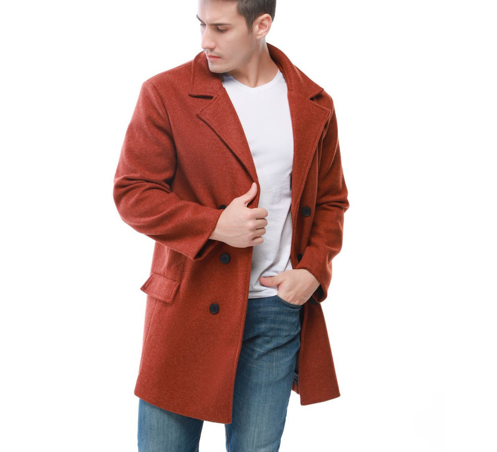 Men's stylish wool coat with double button row and wide lapels Skorter