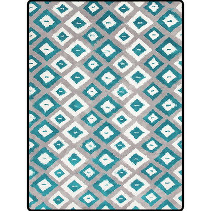 Skorter | Blue and Gray Bedroom Rug Novelty Geometric Diamond Pattern Area Rug Polyester Pet-Friendly Rug