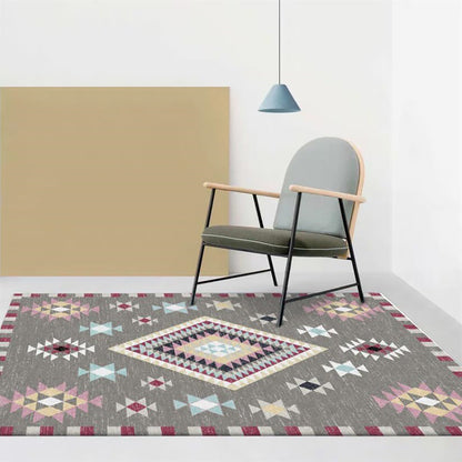 Skorter | American Southwest rug in gray geometric diamond pattern Rug Polyester washable Rug for home decoration