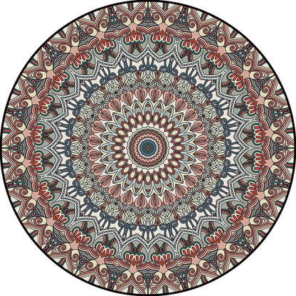 Skorter | Brown Moroccan Carpet Polyester floral printed carpet washable non-slip backing rug for living room