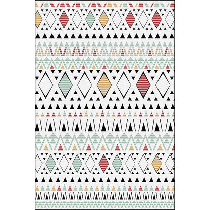 Skorter | American Southwest Rug with White Geometric Diamond Pattern Rug Polyester Non-Slip Rug for Home Decor