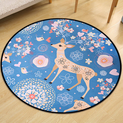 Skorter | Children's room carpet in blue animal fawn floral pattern carpet polyester stain-resistant carpet