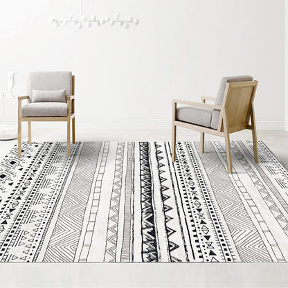 Skorter | Black and brown southwestern carpet polyester tribal pattern carpet washable non-slip backing carpet for the living room